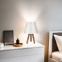 Opviq Lámpara de Mesa AYD-1505, Madera de Haya y Tela PVC, Blanco y Nogal, 22 x 33 cm